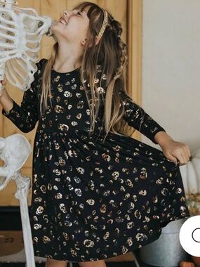 Pink Chicken Black Dress with Gold foil Skull Print - see pics foil print fading